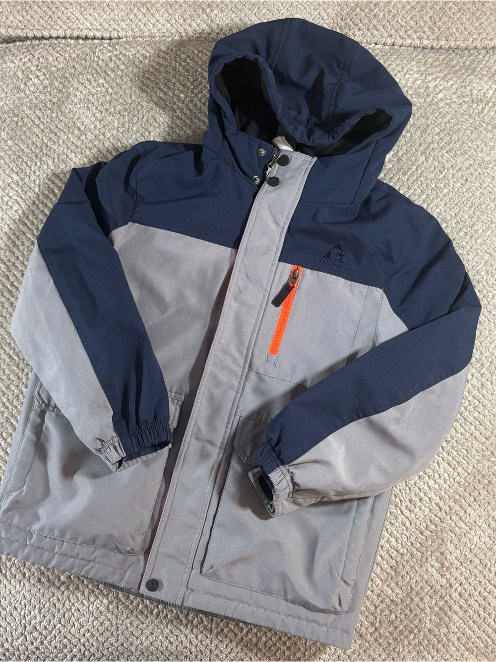 Gerry Ski Jacket Youth Boys M-10/12 Blue Full Zip Hooded Winter Snowboard Coat